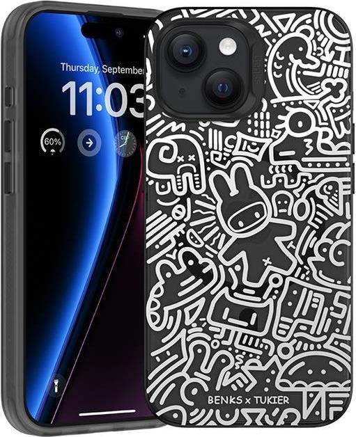 Immagine prodotto Benks Custodia collaborativa per iPhone 15 Pro - Nero Bianco Coniglio (Apple iPhone 15 Pro)