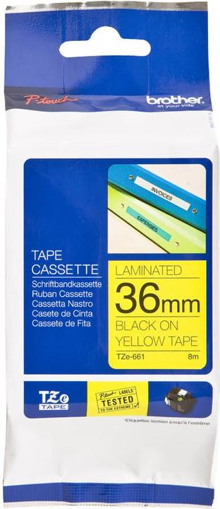 Actual product image Brother Tze-661 (3.60 cm, Black, Yellow)