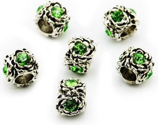 Produktbild Hermex Strass Rose Bead versilbert 925 - Silbrig Grün (Metalllegierung)