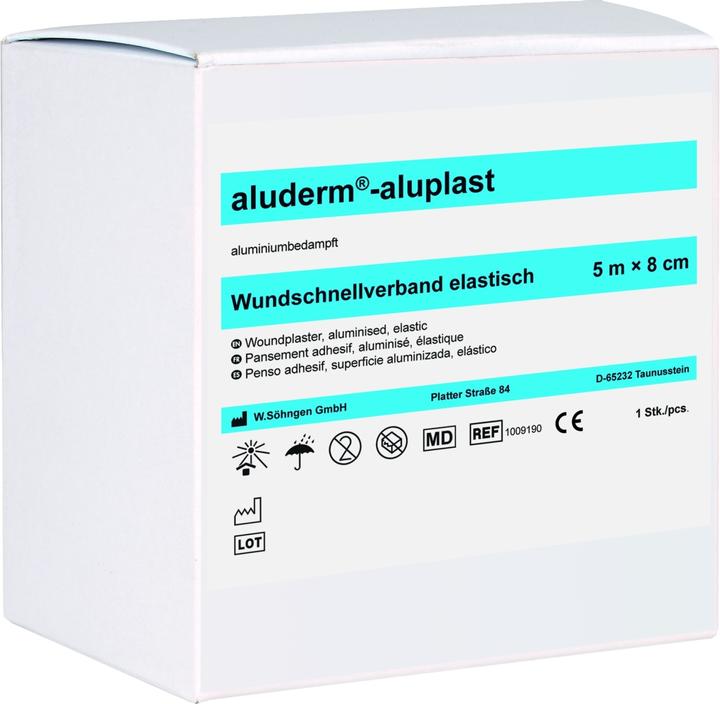 Söhngen Wound plaster aluderm-aluplast elastic (size 5m x 8 cm, wound pad aluminium vapourised, ver