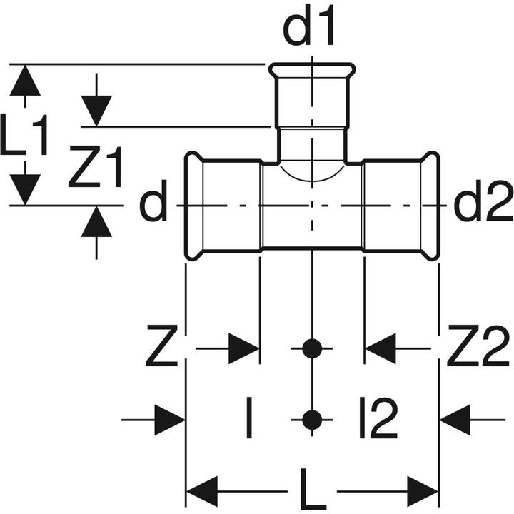Image du produit Geberit Mapress acier inoxydable Té réduit, d42-15-42