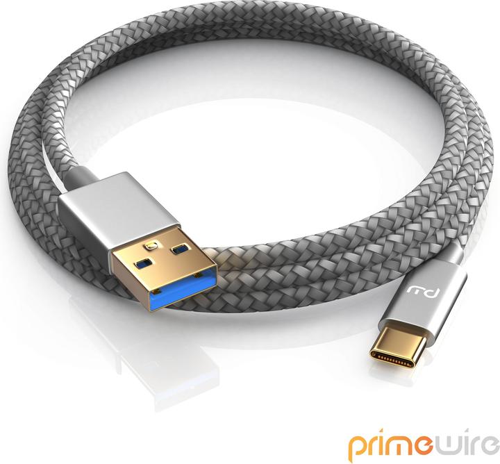 Actual product image Primewire USB-C 3.1 cable, USB type C to type A, data cable, charging cable, nylon jacket, bidirectional (2 m, USB 3.1)