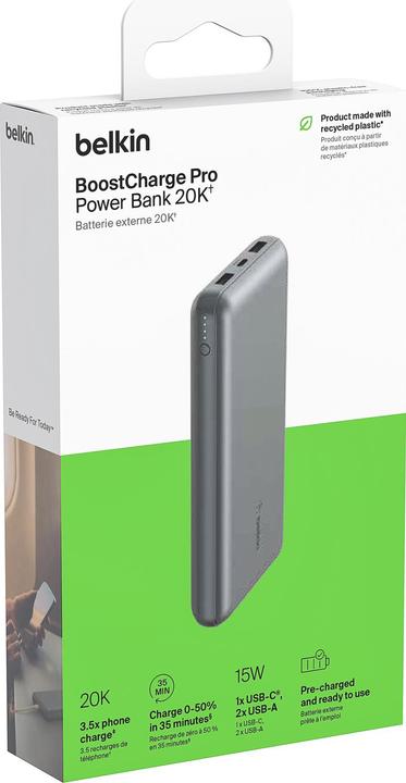 Actual product image Belkin 20k power bank 15w space grey (20000 mAh, 15 W, 15 Wh)
