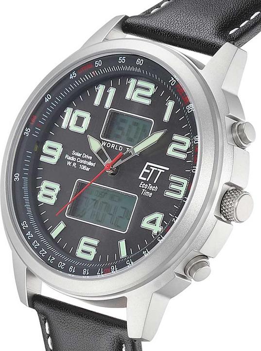 Produktbild ETT EGS-11301-22L Solar Drive Funkuhr Hunter II Chronograph Herrenuhr (Chronograph, Funkuhr, 48 mm)