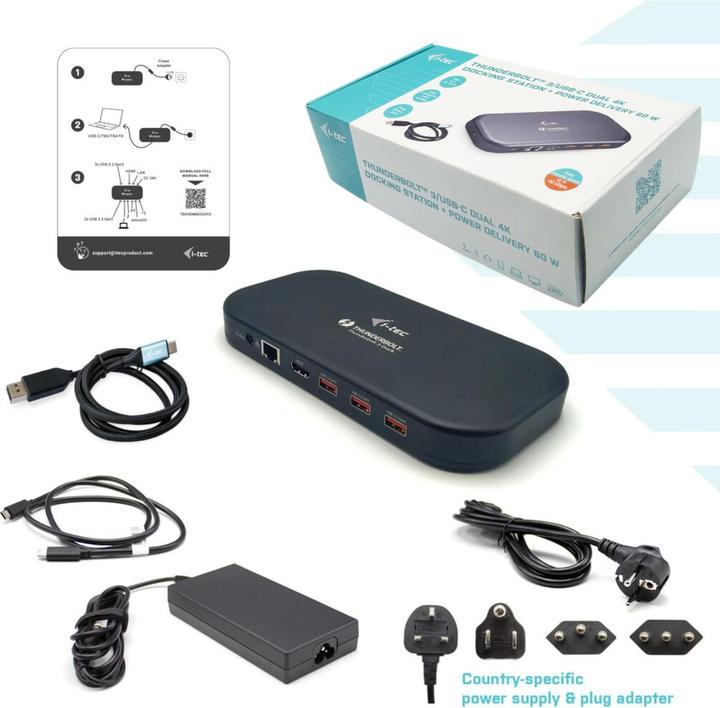 Immagine prodotto i-tec Thunderbolt 3 Dual Docking Station (Thunderbolt, 3 Porti)