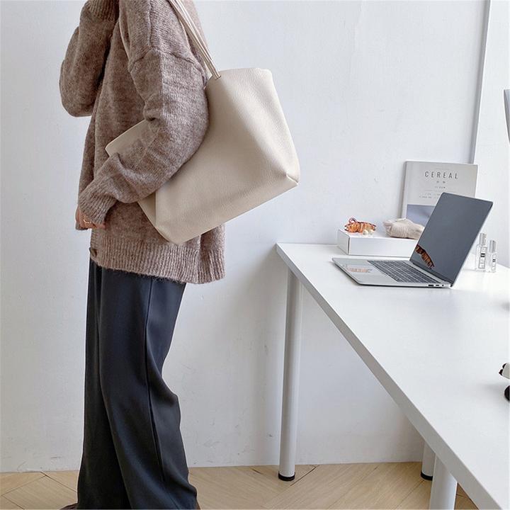 Image du produit Only-Bags.Store Sac à bandoulière en cuir végétal, sac fourre-tout en cuir souple en velours côtelé, sac à