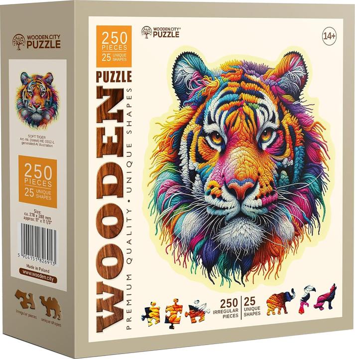 Actual product image WoodenCity Puzzle wood L Soft Tiger (250 pieces)