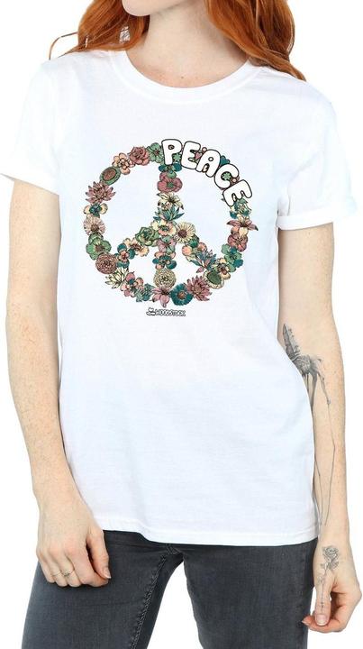Actual product image Woodstock Womens/Ladies Floral Peace Cotton Boyfriend T-Shirt (XXL)