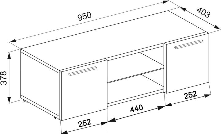 Actual product image VCM Wood TV wall lowboard television cabinet Jusa (95 x 36 x 40 cm)