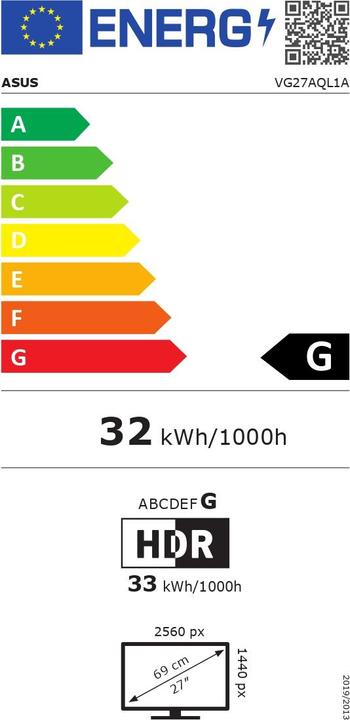 Energie-Label ASUS TUF Gaming VG27AQL1A (2560 x 1440 Pixel, 27")