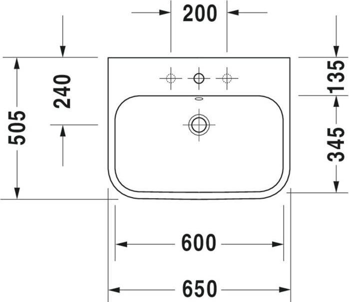 Actual product image Duravit Furniture washbasin HAPPY D.2 m ÜL HLB 650x505mm geschli 1 HL white WG (505 mm, 650 mm)