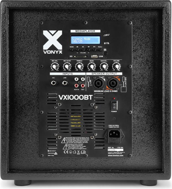 Image du produit Vonyx Système de sonorisation VX1000BT (Actif, 1x 1000 W)