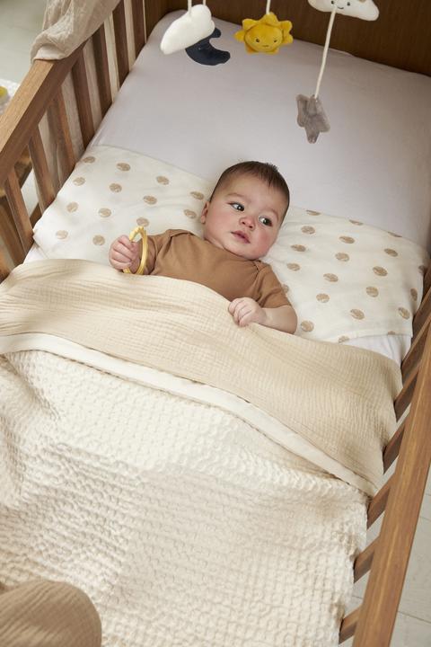 Produktbild Meyco Baby Uni kinderbettlaken - pre-washed musselin - soft sand - 100x150cm