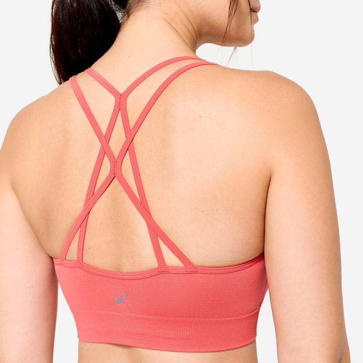 Image du produit Kimjaly Women's Light Support Sports Bra with Cross-Over Straps - Pink (M)