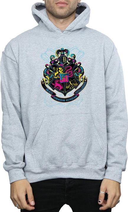 Actual product image Mens Neon Hogwarts Crest Hoodie (M)