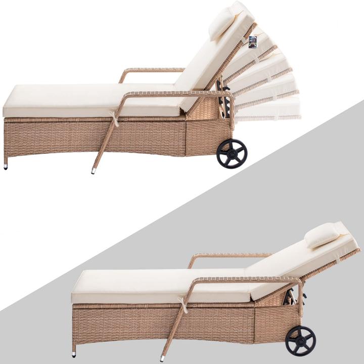 Image du produit Casaria Chaise longue de jardin en poly rotin (193 cm)