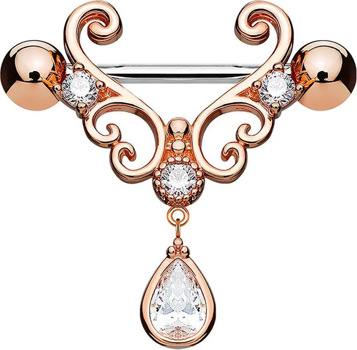 Immagine prodotto Star Piercing Barbell rosegold Herz filigran mit Anhänger (Acciaio chirurgico 316L, Ottone)