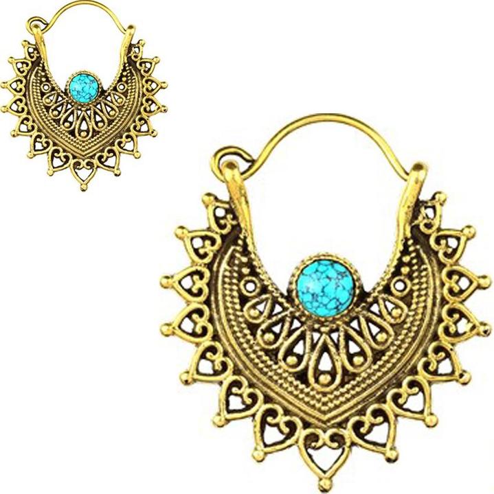 Immagine prodotto Star Piercing Orecchini con cuori in filigrana placcati oro con pietra turchese (Ottone, Mnerale)