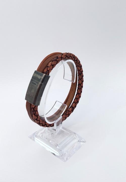 Produktbild Thomss Lederarmband No.20 Unisex Leder Hellbraun & Edelstahlverschluss Matt Umfang 23cm (23 cm, Edelstahl, 100% Leder)