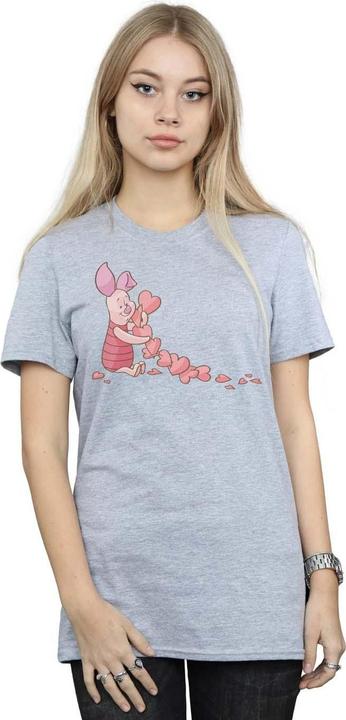 Actual product image Disney Womens/Ladies Winnie The Pooh Piglet Chain Of Hearts Cotton Boyfriend T-Shirt (M)