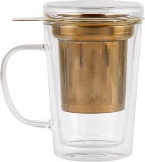 Vialli Design Amo doppelwandiges Glas mit Stahl-Sieb, 300 ml
