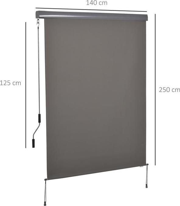 Produktbild Swisshandel24 Senkrechtmarkise Balkon Windschutz & Sichtschutz, Handkurbel, Polyester+Aluminium, Grau, 140x250cm (1.40 m)