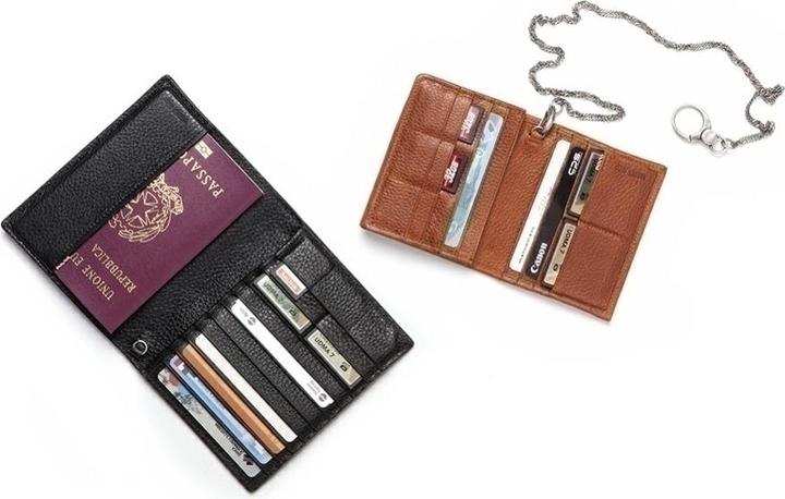 Produktbild Barber Shop Passport Etui, genarbtes braunes Leder