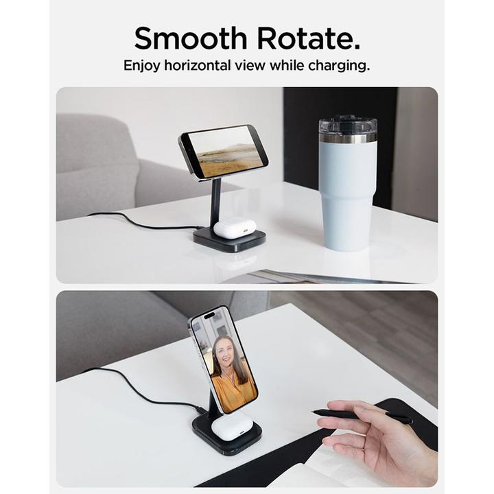 Produktbild Spigen ArcField PF2100 Ständer mit MagSafe-Ladegerät – Schwarz (20 W)
