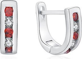 Moiss Elegant silver earrings with clear and red zircons E0000177 (L)