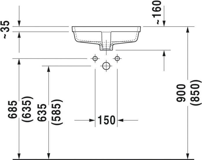 Produktbild Duravit Einbauwaschtisch VERO m ÜL o HLB 430x315mm o Hahnloch weiss WG (315 mm, 430 mm)
