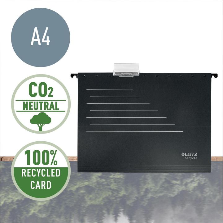 Produktbild Leitz Hängemappen ALPHA® recycle 1921 schwarz (A4, 10 x)