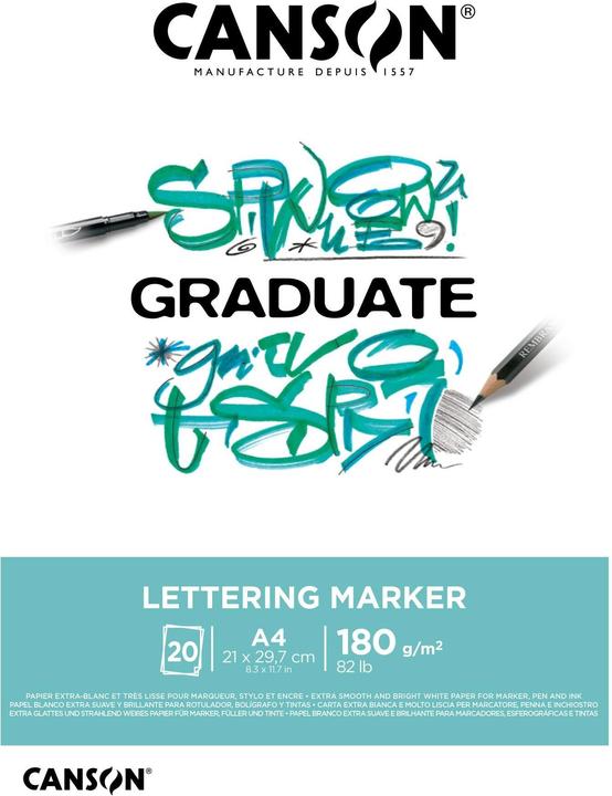 Immagine prodotto Canson Blocco di studio GRADUATE LETTERING MARKER, DIN A4 (A4, Nessuna rilegatura)