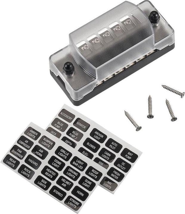 Produktbild Ective KFZ-Flachsicherungsleiste mit Negativanschluss für 6 Sicherungen 20A/32V DC Schraubanschluss