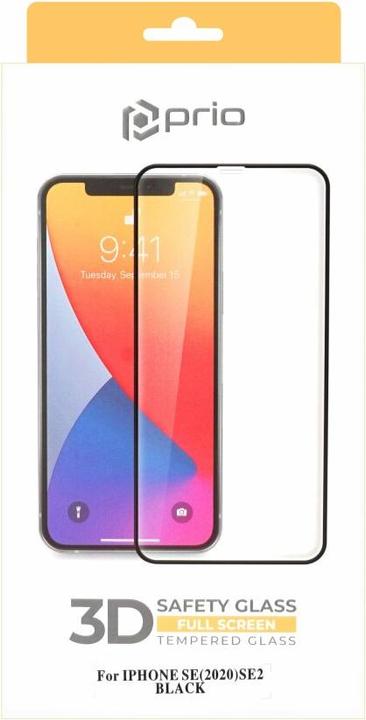Immagine prodotto prio Vetro protettivo 3D per iPhone SE (2022/2020) nero (1 Pezzo/i, Apple iPhone SE (terza generazione), Apple iPhone SE (seconda generazione))
