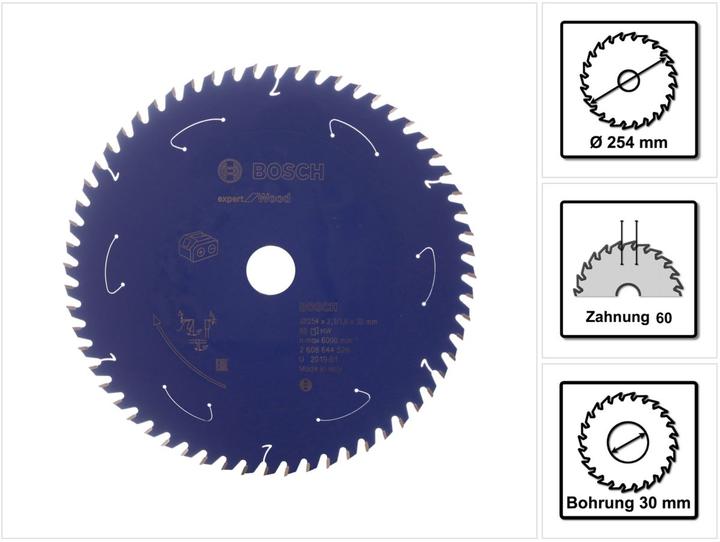 Image du produit Bosch Professional Zubehör Lame de scie circulaire Expert pour le bois, 254 x 2,1/1,6 x 30, 60 dents