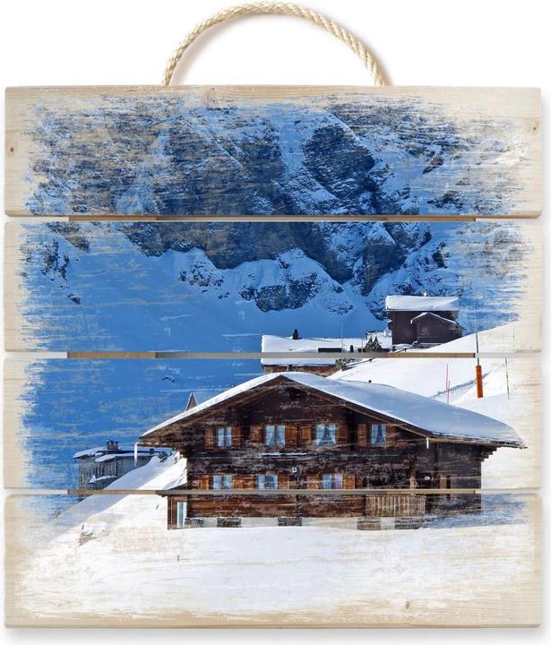 Image du produit Trenddeko Cabane de vacances dans les Alpes suisses (40 x 41,5 cm)