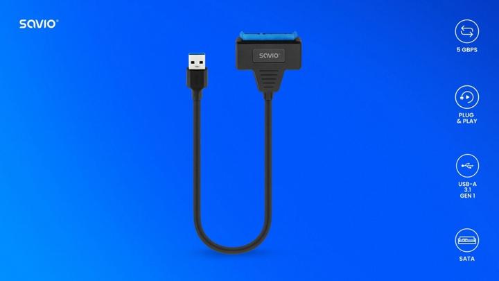 Immagine prodotto Savio AK-68 Adattatore USB-A 3.1 Gen 1 (M) - SATA (F) per 2 5 unità (0.25 m, USB 3.1)
