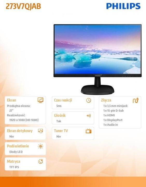 Actual product image Philips 273V7QJAB/00 (1920 x 1080 pixels, 27")