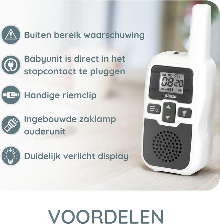 Image du produit Alecto Baby DBX-80 - Babyphone avec portée jusqu'à 3.000 mètres, blanc/anthracite (Babyphone Audio, 3000 m)