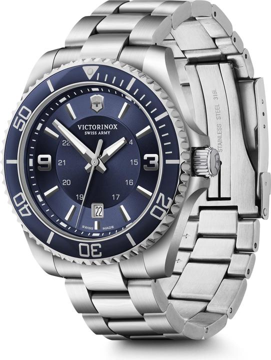 Immagine prodotto Victorinox Maverick, Orologio subacqueo, Orologio da uomo, 43 cm, Quadrante blu, Bracciale in acciaio, Argento (Orologio sub, 43 mm)