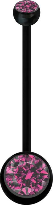 Produktbild Star Piercing Banane Schwangerschaft schwarz mit zwei Kugeln Kristall pink (Bioflex, ohne Messing)