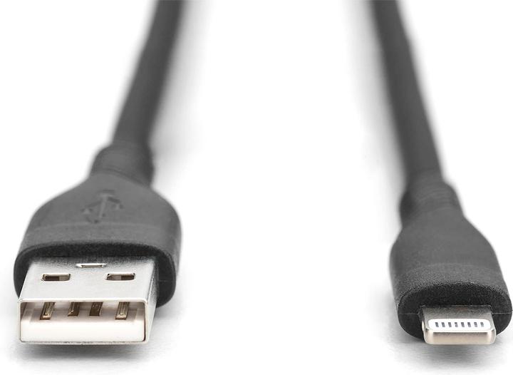 Produktbild Digitus Lightning Silikon Anschlusskabel, USB-A - Lightning 0,5m, schwarz (0.50 m, USB 2.0)