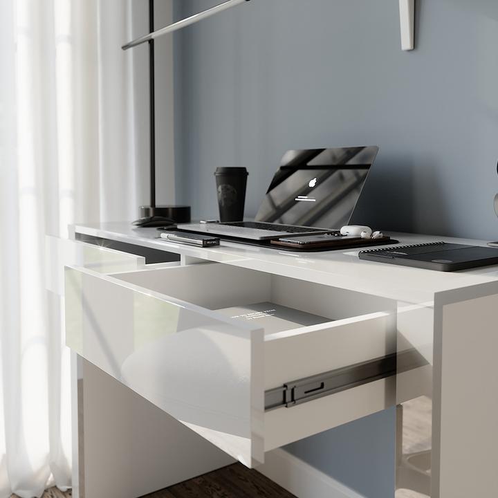 Image du produit Vichy Schreibtisch Annabelle, Weiss Hochglanz/Weiss, 110 x 50 cm mit 2 Schubladen