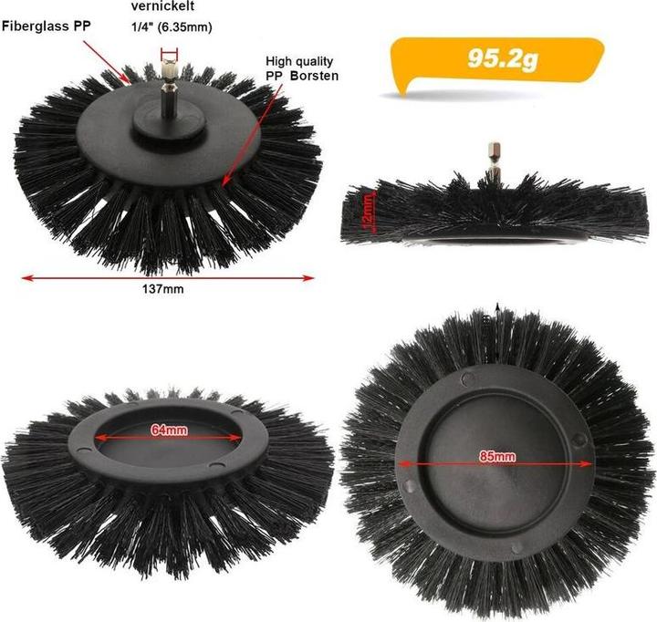 Image du produit Hermex Embout brosse pour perceuse/visseuse sans fil poils durs Noir