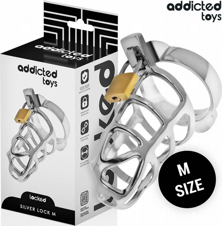 Actual product image Addicted toys Locked - Silbernes Schloss Peniskã„Fig Metall Grã–Sse M