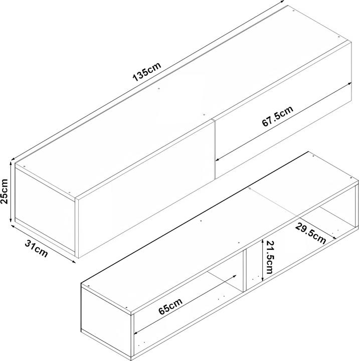 Actual product image En.Casa TV cabinet Toivakka 135x31x25cm oak look / black