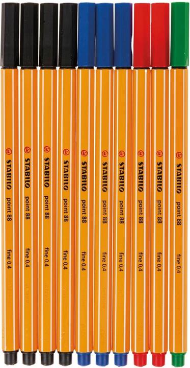 Produktbild STABILO Fineliner point 88® Strichstärke: 0,4 mm Schreibfarbe: rot, blau, grün, schwarz (Sortiert, 10 x)