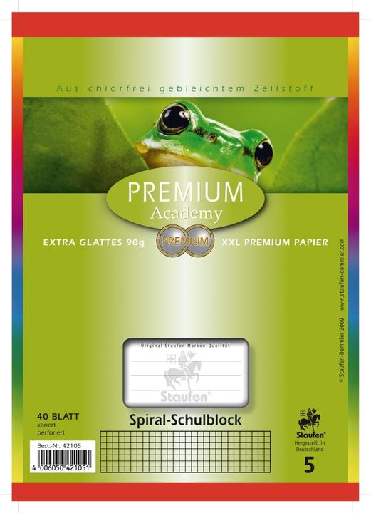 Produktbild Staufen Spiralblock A5 40BL Lin.5 kariert (A5, Kariert, Harter Einband)