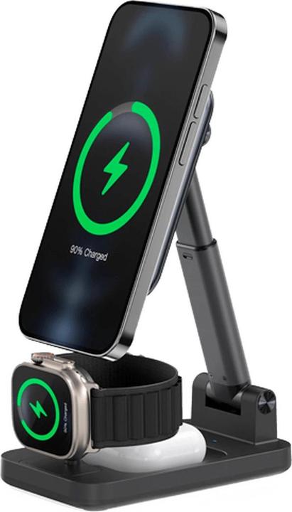Actual product image Mobilize 3-In-1 Wireless Magnetic Charger 15W Black (15 W)
