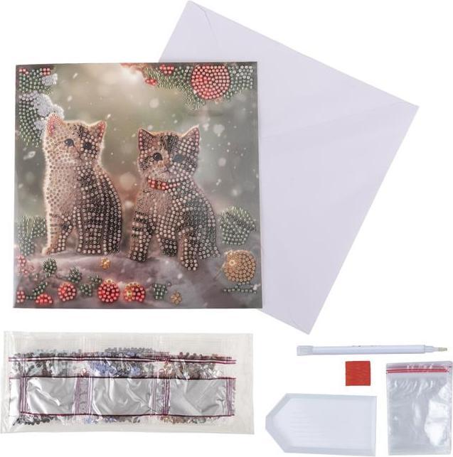 Produktbild Craft Buddy Kätzen, Karte 18x18cm Crystal Art